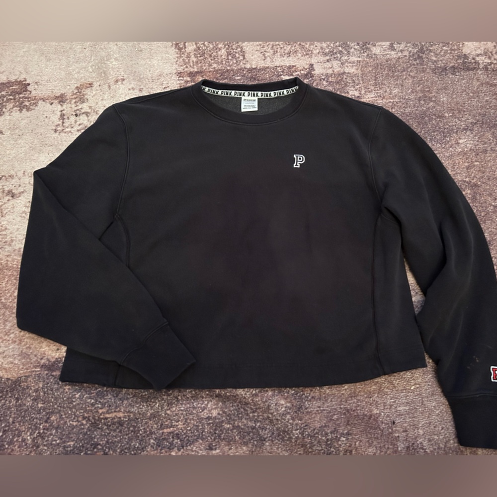 PINK Victoria's Secret Black Crop Top Sweater Large